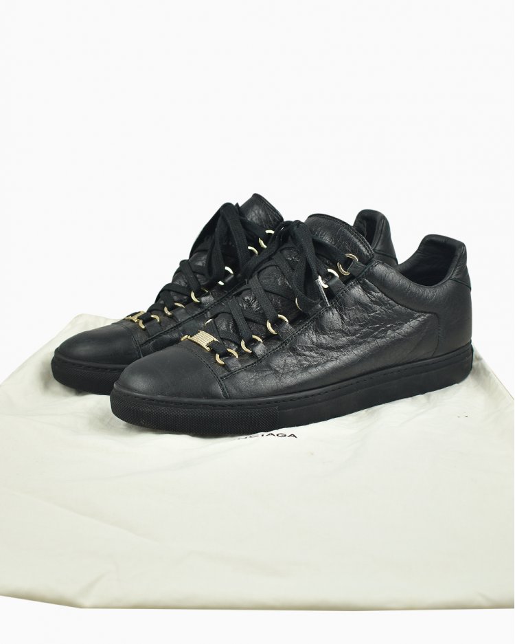 BALENCIAGA 黒レザー PELLE S. GOMM ARENA NOIR Tênis Balenciaga Arena Original de Couro Preto Feminino